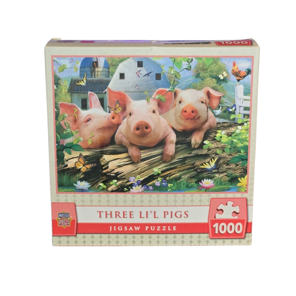 Master Pieces "Three Li'l Pigs" Howard‎ Robinson 1000 Piece Jigsaw Puzzle Sealed